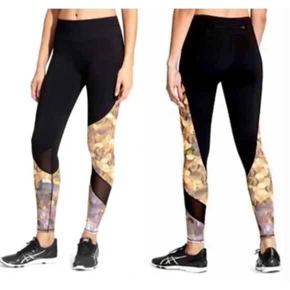 Athleta Women's Black Asym Mesh Sonar Leggings Size XS Athletic Workout Gym - Picture 1 of 10